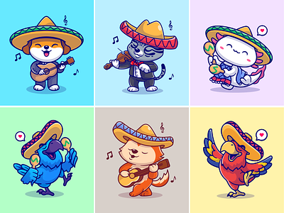 Animals Music🐶🦊🕊️🪕 animals bird cat concert corgi cute dancing dog guitar hat icon illustration logo music party pet singing song ukulele zoo