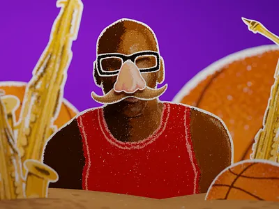 Will the Real Michael Jordan Please Stand Up 3d b3d blender blender3d illustration pop up book popup procreate render stippled stippling