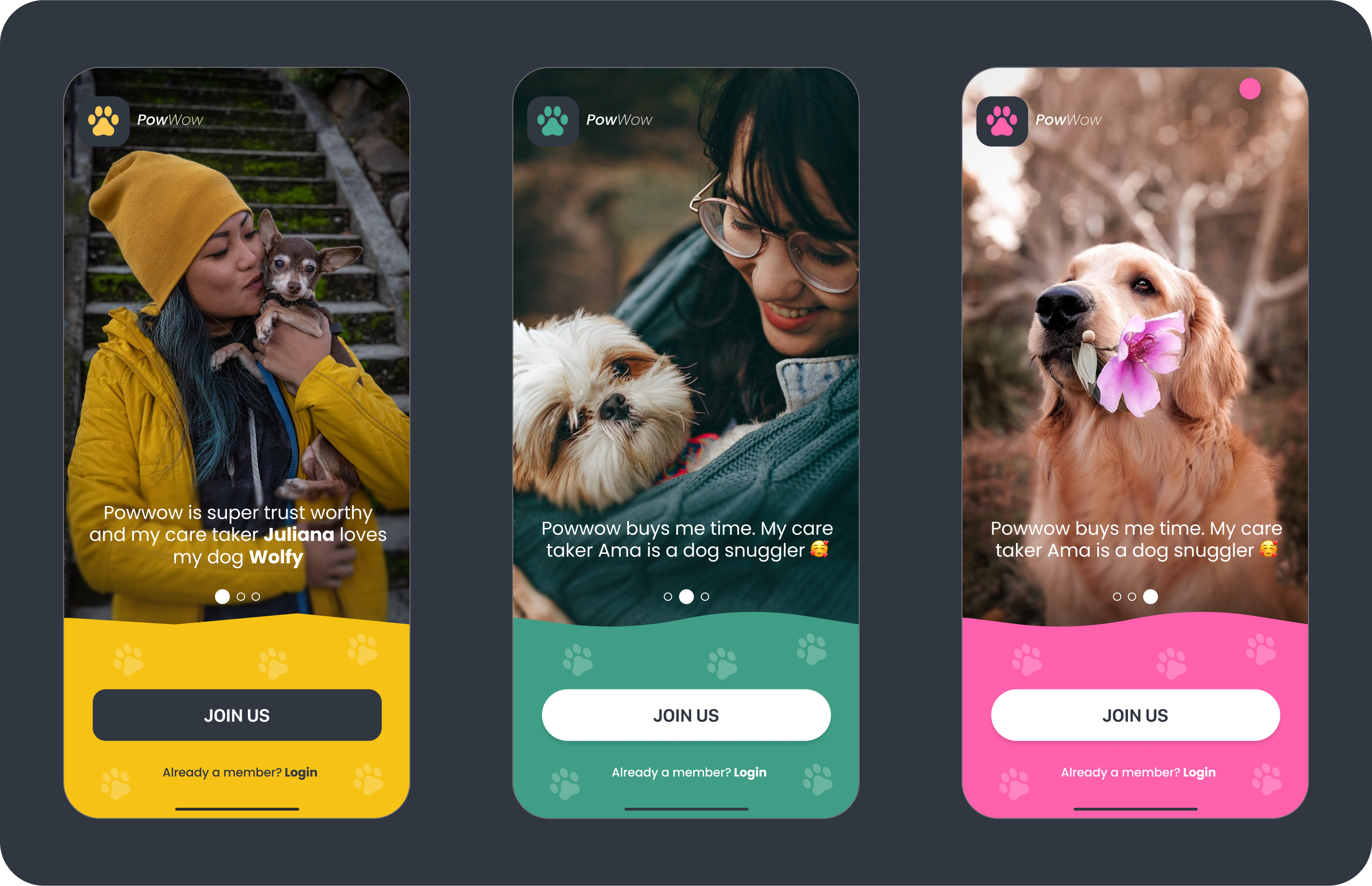 Powwow App - Dog Walking Case Study card ui designcode ui