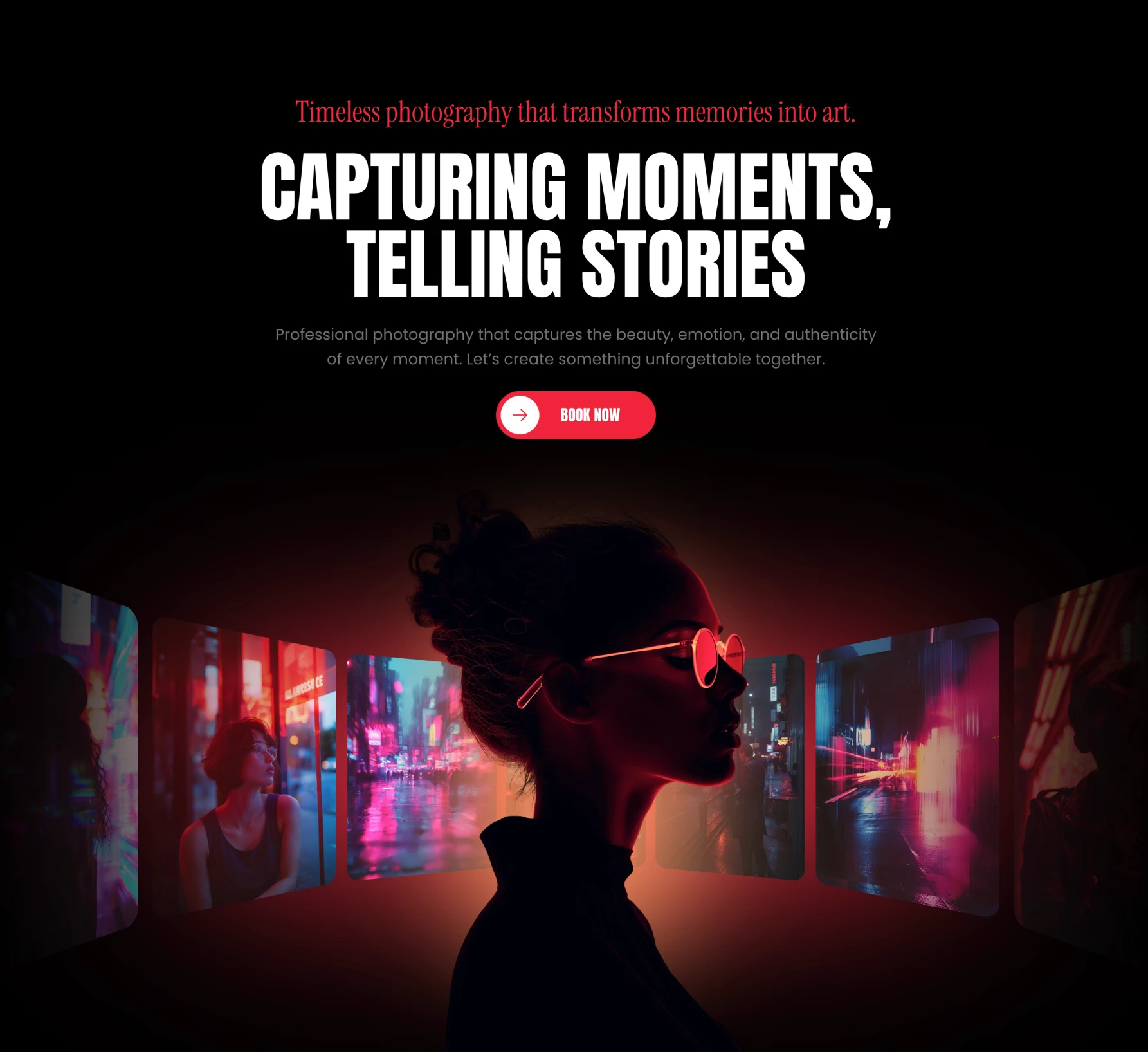 Dark Portfolio website Hero section for Framer carousel cta dark header headline hero light neon personal portfolio slider slideshow webdesign website