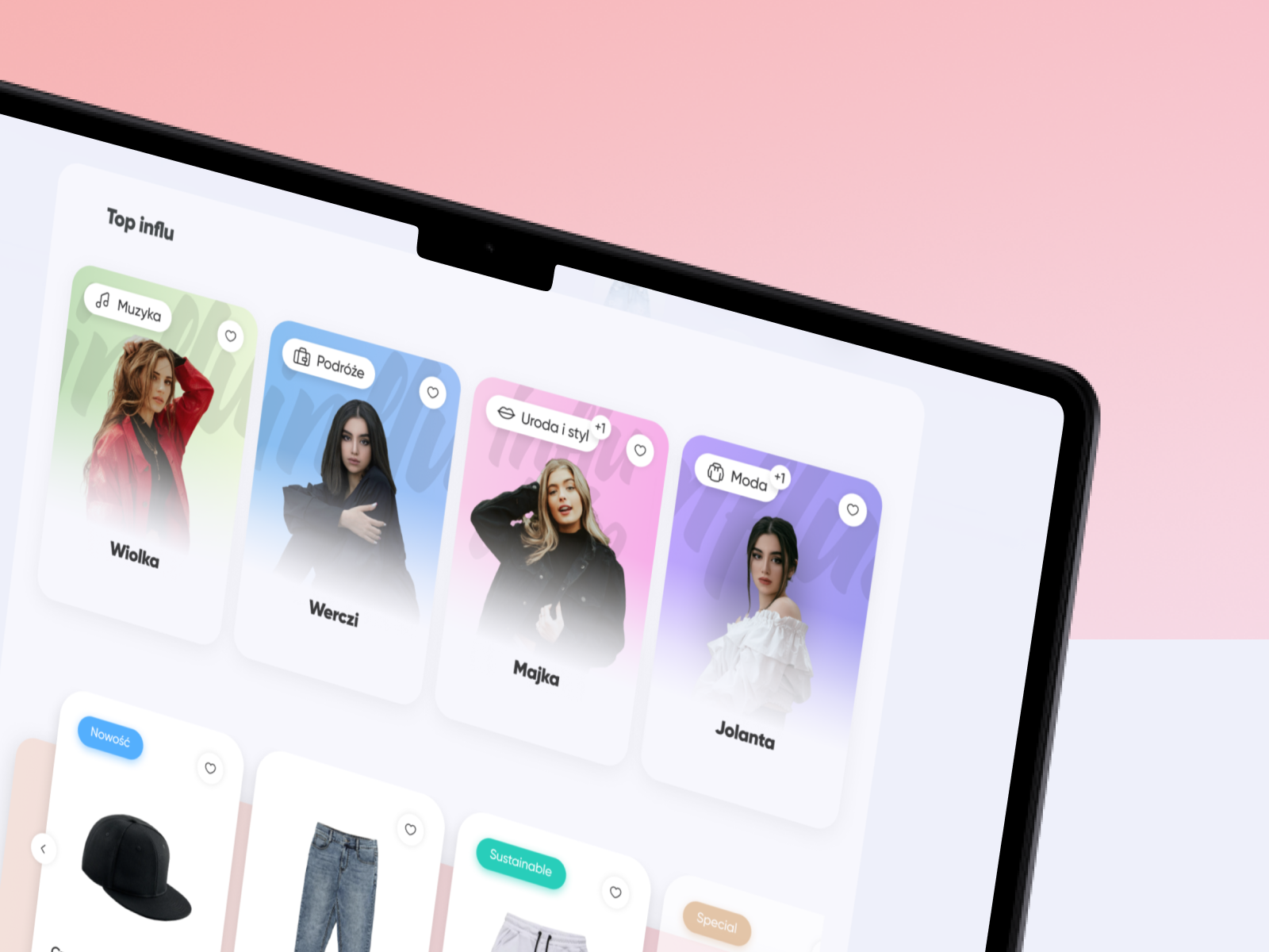 Influ - Main page by Kuba Giermek on Dribbble
