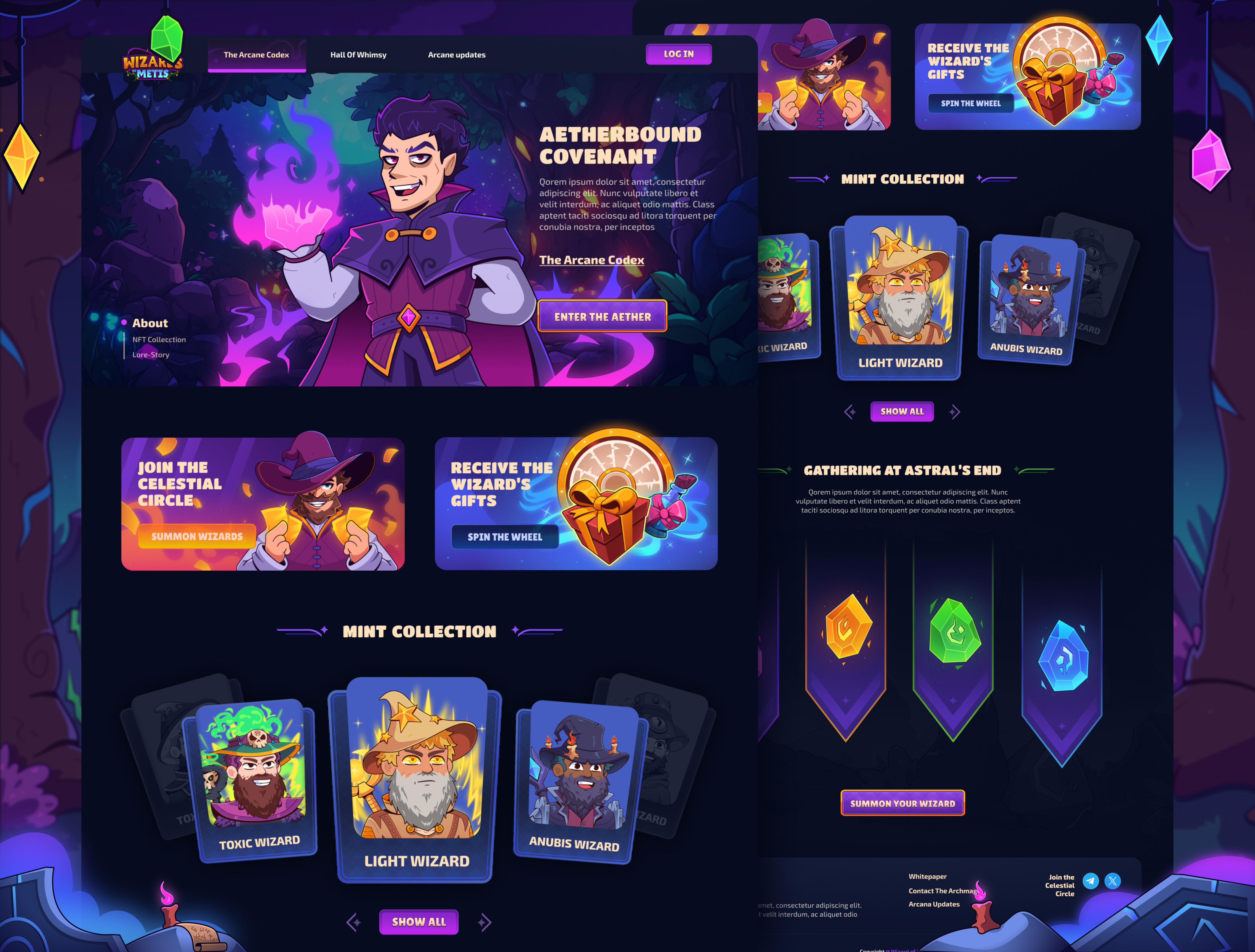 Wizards of Metis: Landing page | Home page art betting card casino casino game gambling game ui home illustration landing landing page magic nft page slot staking uiux web design website wizard