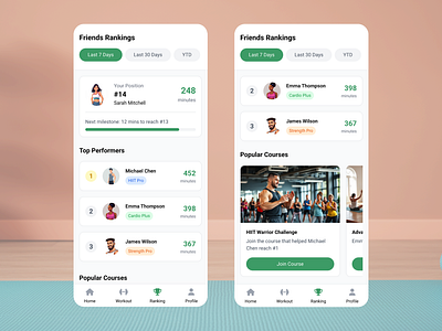 Fuel fitness with social motivation fitness app mobile design ui ux design