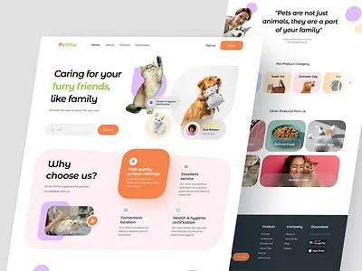 PetPiw - Pet Shop Landing Page animal ui design clean company company profile concept figma homepage landing page logo pet shop professional saas saas landing page ui ui design ui design landing page uiux user interface website