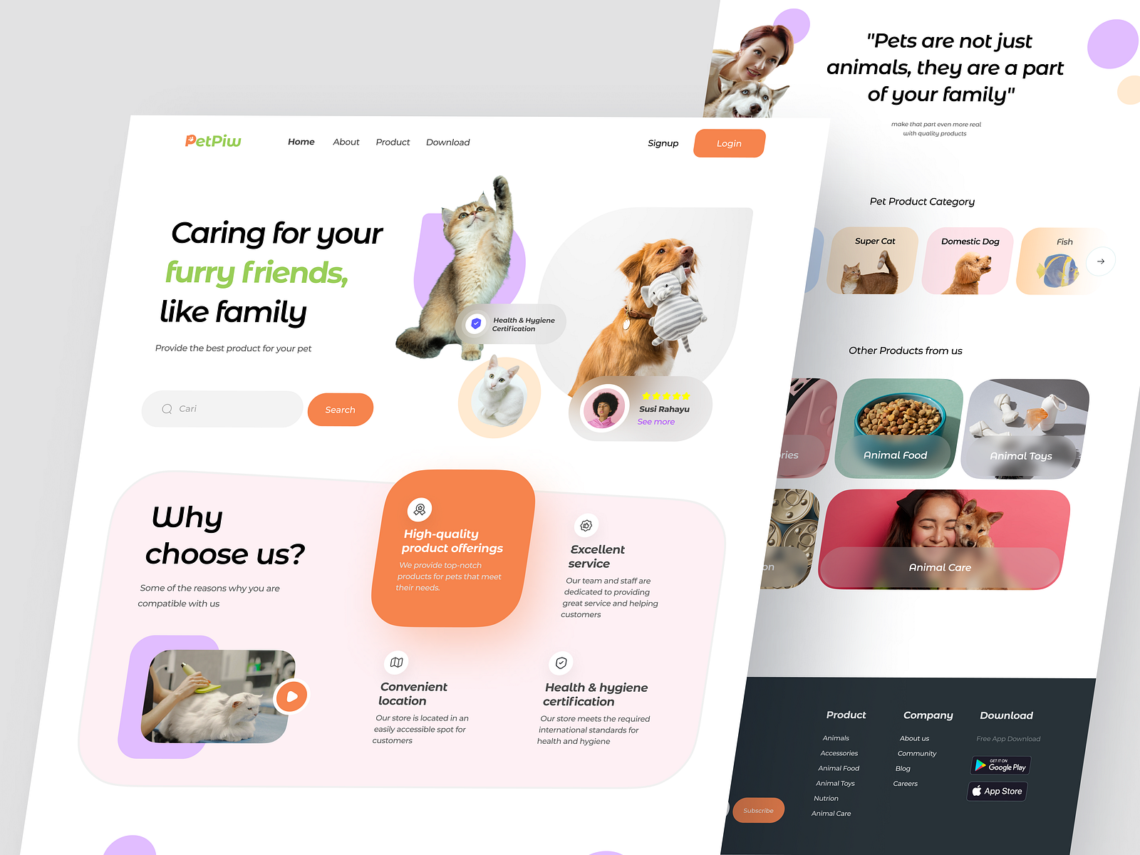 PetPiw - Pet Shop Landing Page by Haqqi Ilmiawan for Kretya Studio on ...