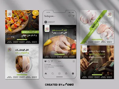 Al-Fatoory Social Media Design branding chicken concept design facebook food fresh graphic design green idea instagram media owl photo social social media template