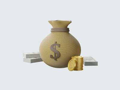Money Bag 3D Icon 3d bag bank blender coin design dollar finance graphic design icon illustration money ui