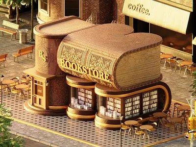 Book Store 2023 3d blender blender3d books bookstore c4d illustration isometric octane render