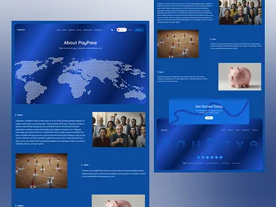 Paypaxe website about section - dark mode design fintech landing page startups ui ui design web design website design