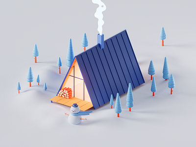 Cozy Cabin 3d illustration