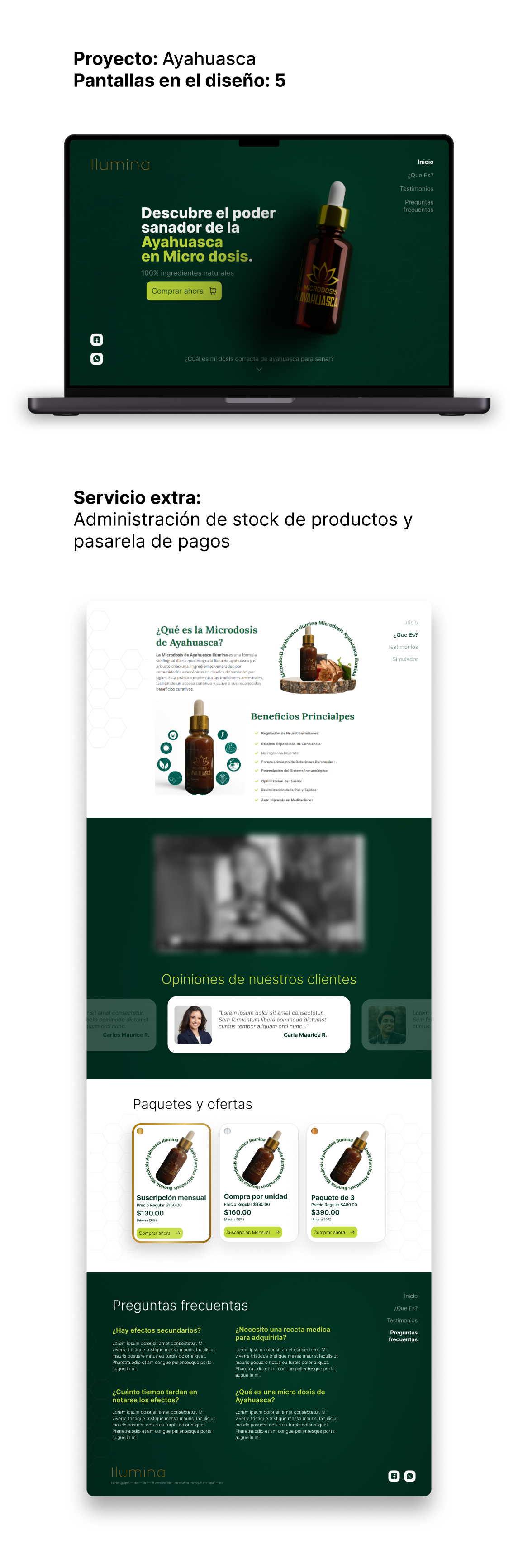 Ayahuasca landingpage medicine product website