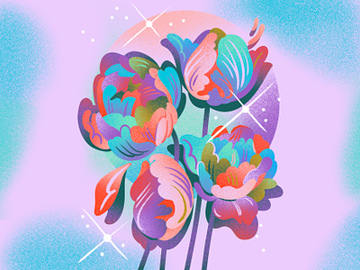 Tulips beauty blossoms bouquet disco drawing editorial floral illustration illustration jordan kay limited color noise rainbow spring texture tulips