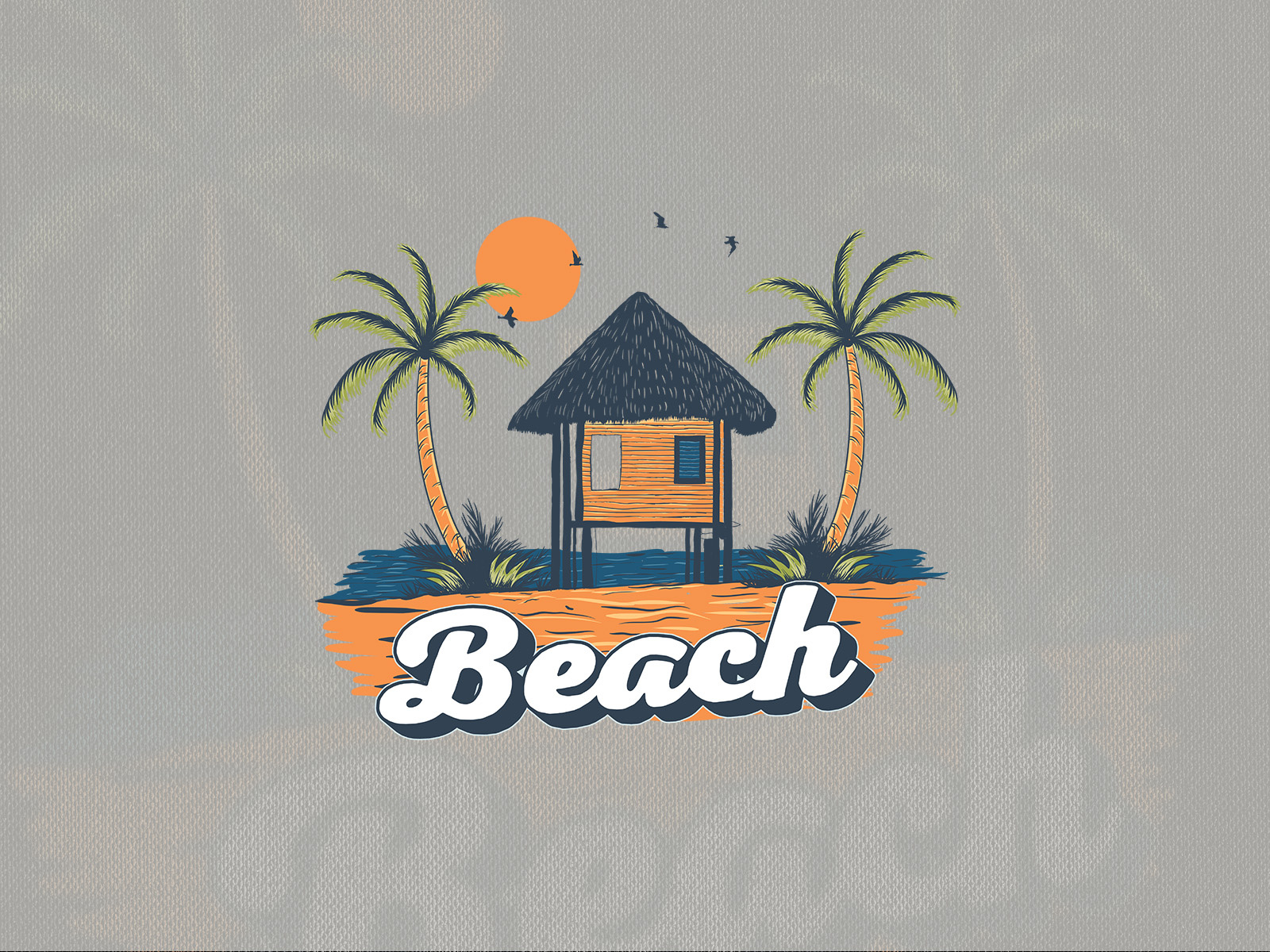 Vintage Lets go to the beach Logo beach logo branding custom t shirt design graphic design hand drawing illustration t shirt design vector design vector t shirt vintage drawing