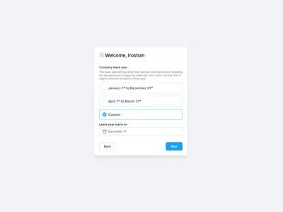 Calendar start date 3d admin animation app branding calendar calendar ui component dashboard design system graphic design hr leave ui web app webapp
