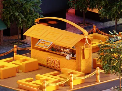 Fendi Caffe 3d 3dart art blender blender3d cafe cinema4d colors design fendi illustration isometric logo render ui