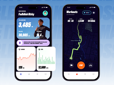 Standouts - Fitness Tracker Apps 🏋️ app clean exercise fitness gym health maps running simple sports statistic tracker ui ux wellness workout yoga