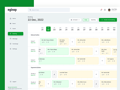 Nginap Hotel Management - Booking Schedule app booking clean dashboard design graphic design hotel management minimal rent saas schedule travel ui ux