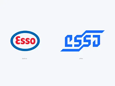 Ambigram / ESSO ExxonMobil - Logo Redesign ambigram branding clean energy esso fuel fuel station gas gas station hand lettering letter lettering logo logotype monogram oil tech tech logo type typography