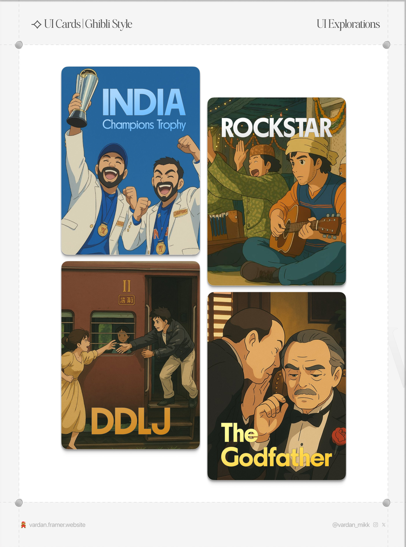 ⟢ UI Cards | BollyWood Ghibli Style app card concept ui
