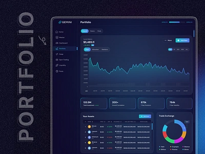 Web3 Exchange Portfolio Manager - Portfolio Page admin blockchain chart crypto crypto exchange cryptocurrency dash dashboard design design interface list minimal website pie chart portfolio ui ux web web3 web3 dashboard website