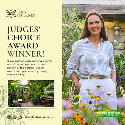 Social media post design for Sara Faulkner garden gardening interior interior design landscape landscaping social media marketing social media post uk
