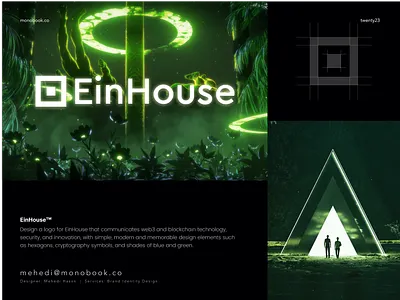 EinHouse | A Web3 Fictional Rental Company Logo Design. brand identity design branding creative logo crypto crypto logo currency logo logo design money monogram net logo redesign rent visual identity design