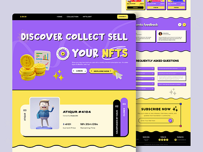 NFT Landing Page Design crypto crypto wallet defi header marketplace nft nft coin nft landing page nft marketplace nft web nftprojects platform ui uidesign uiux ux uxdesign website