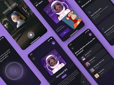 AR NFT Collecting App ar dark mode minimal mobile app nft nft app ui uiux ux virtual reality