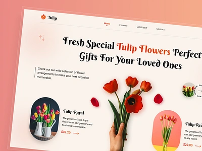 Tulip Flower & Florist Hero Section bouquet ecommerce floral florist website flower flower shop flowers gift home page landing page landing page design online shop rose roses shop uiux web design webdesign website website design