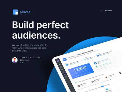 Clearbit - Marketing Presentation Design ad advert branding clearbit dark ui dashboard dashboard design design graphic design layout marketing mockup popular presentation presentation design product template ui ui design ux