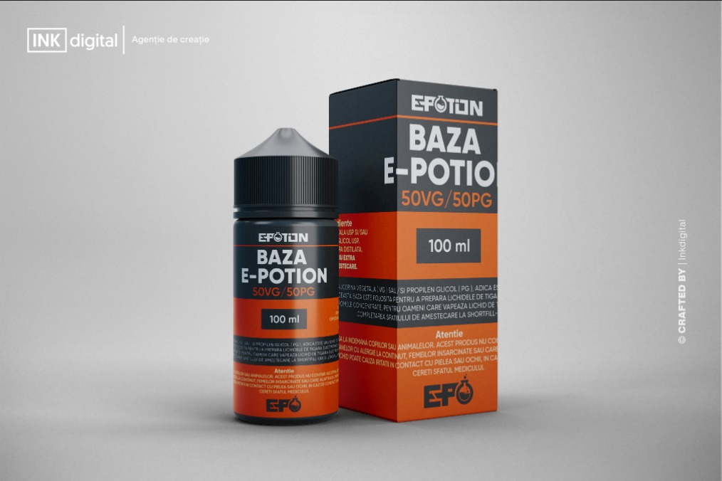 Epotion Nicotine Liquid - eLiquid Vape Potion branding design graphic design illustration liquid logo mockup packaging photo vape vector