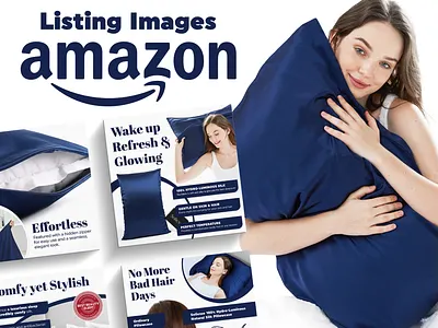 Amazon Listing Images | Silk Pillowcase ad design amazon design amazon listing images amazon product listing branding graphic design infographic infographic design lifestyle images listing images logo marketing design photoshop product design product listing design web banners