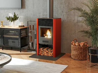 Fireplace 6kw Floor - Blautherm - 3D Design - Red 3d animation branding graphic design logo motion graphics