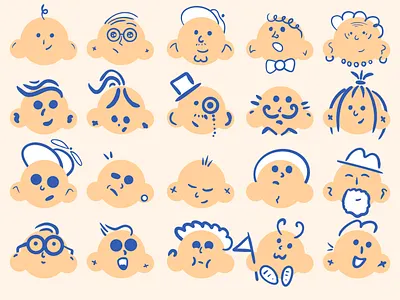 Doodle faces graphic design