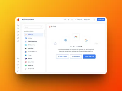 Warmy / Mailbox connection / Marketing platforms branding ui