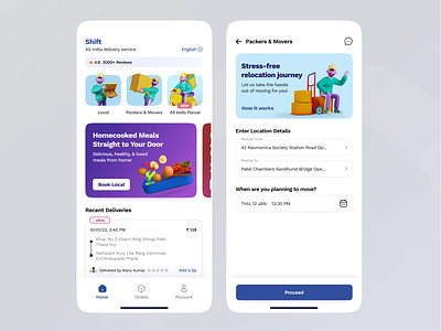 Shift - Online Delivery App 3d illustrations app design delivery design doordash dunzo grubhub hyperlocal app ios online delivery app package delivery packers and movers parcel delivery porter postmates seamless ui user experience ux