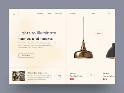 Light Shades E-commerce animation art clean concept creative decoration design ecommerce home decor lamps light minimal motion shop typography ui ui design uiux design ux web design