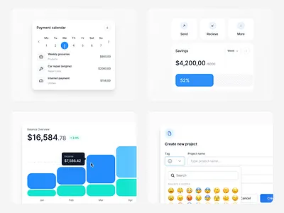 Finance Dashboard UI – Calendar, Balance & Project Tracker