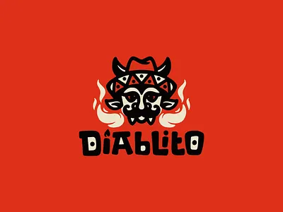 Diablito character diablo fire logo logotype mexico restaurant spicy