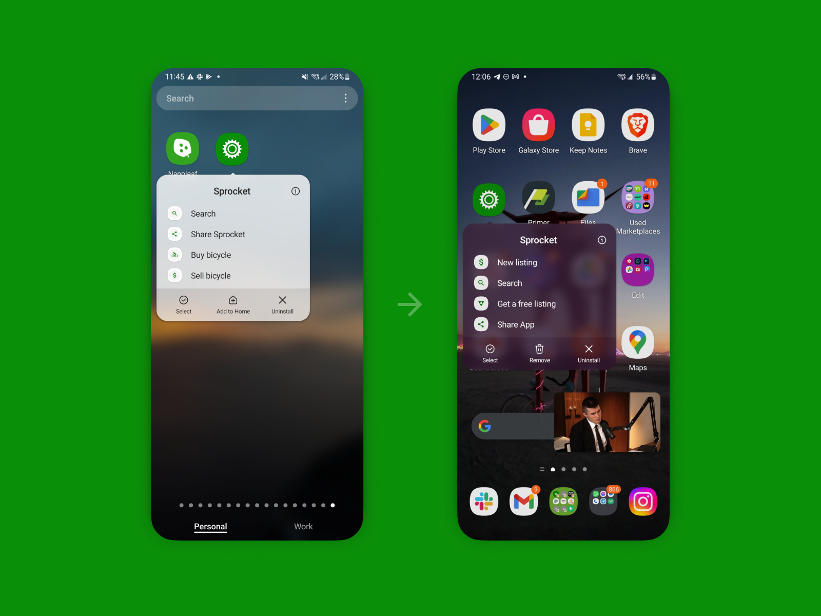 Sprocket Android App Icon Shortcut Optimization by 7 for Retrographic