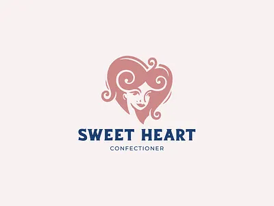 Sweer heart beauty candy character girl heart logo logotype sweet woman