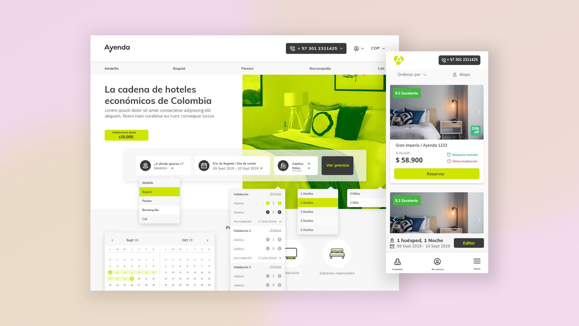Hotel booking homepage mobile ui user experience ux design web design