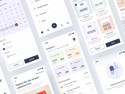 Campaign App Exploration app campaign clean elegant flow illustration pastel ui ui kit userflow ux