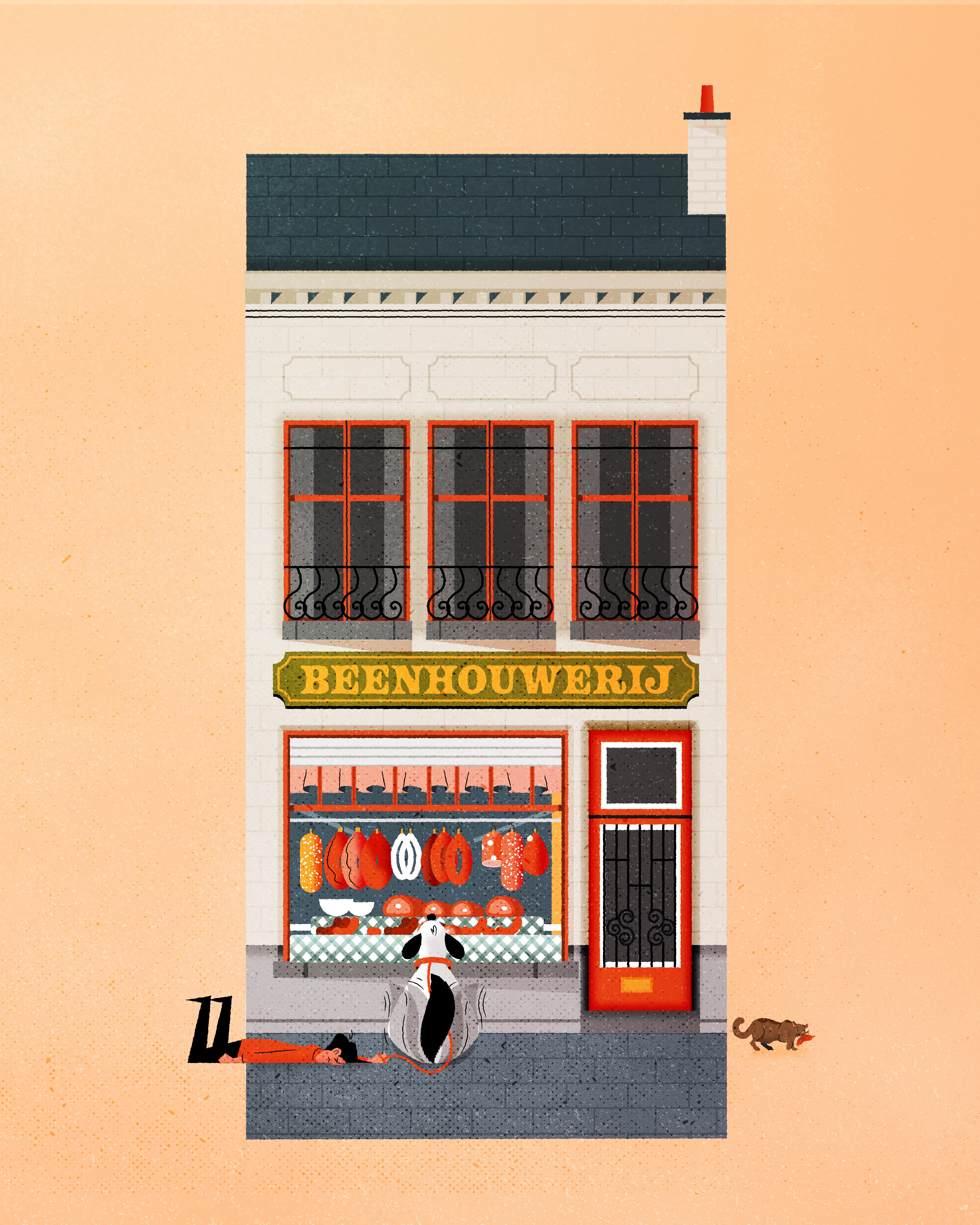 Butcher shop cartoon cute design diorama front house illustration illustrator minimalist texture vector