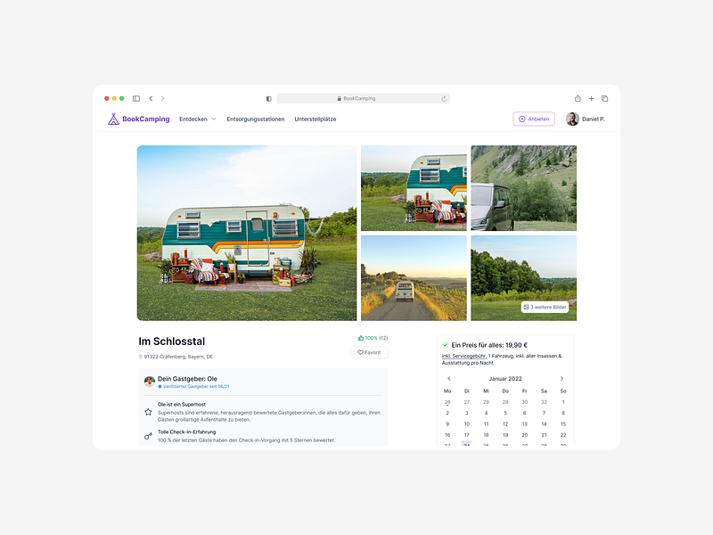 ⛺️ Property Page for Camping Platform airbnb app booking booking platform camper camping clean ui ui ux web app webdesign