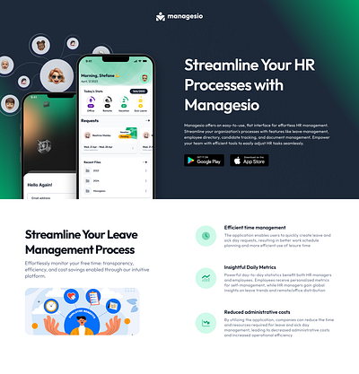 Managesio HR app branding graphic design logo ui