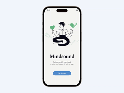 Mindsound Meditation iOS App animation boost activity branding design graphic design illustration illustrations ios ios app layout meditation mental health motion graphics psychological relax ui ux vector web design yoga