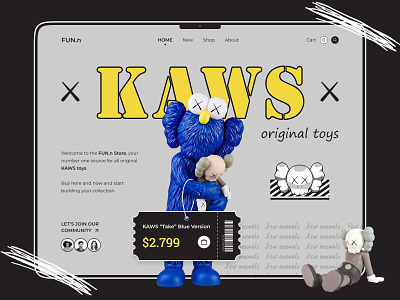 KAWS toys store concept blue concept design illustration inspiration kaws landing shop store toys ui ux webdesign website yellow