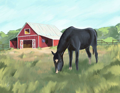 Horse Out to Pasture Illustration art design graphic design illustration painting western