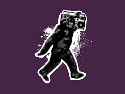 Bigfoot Sasquatch with Boombox Illustration art bigfoot boombox drawing graphic design illustration sasquatch